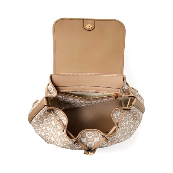 New Kate Spade Flower Monogram Coated Canvas Medium Backpack Natural Multi - Picture 4 of 5